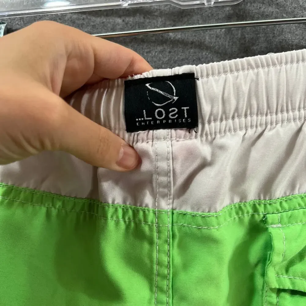 Lost Shorts Adults Size Medium Green & Gray Casual Mens Shorts